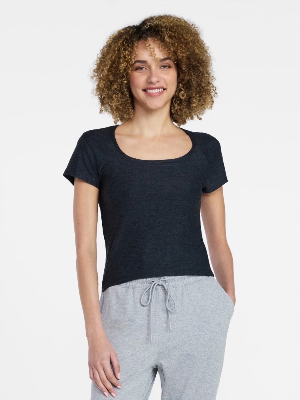 NWT! Athletic Works Black ButterCore Scoop Neck Short Sleeve Tee. Size Large.
